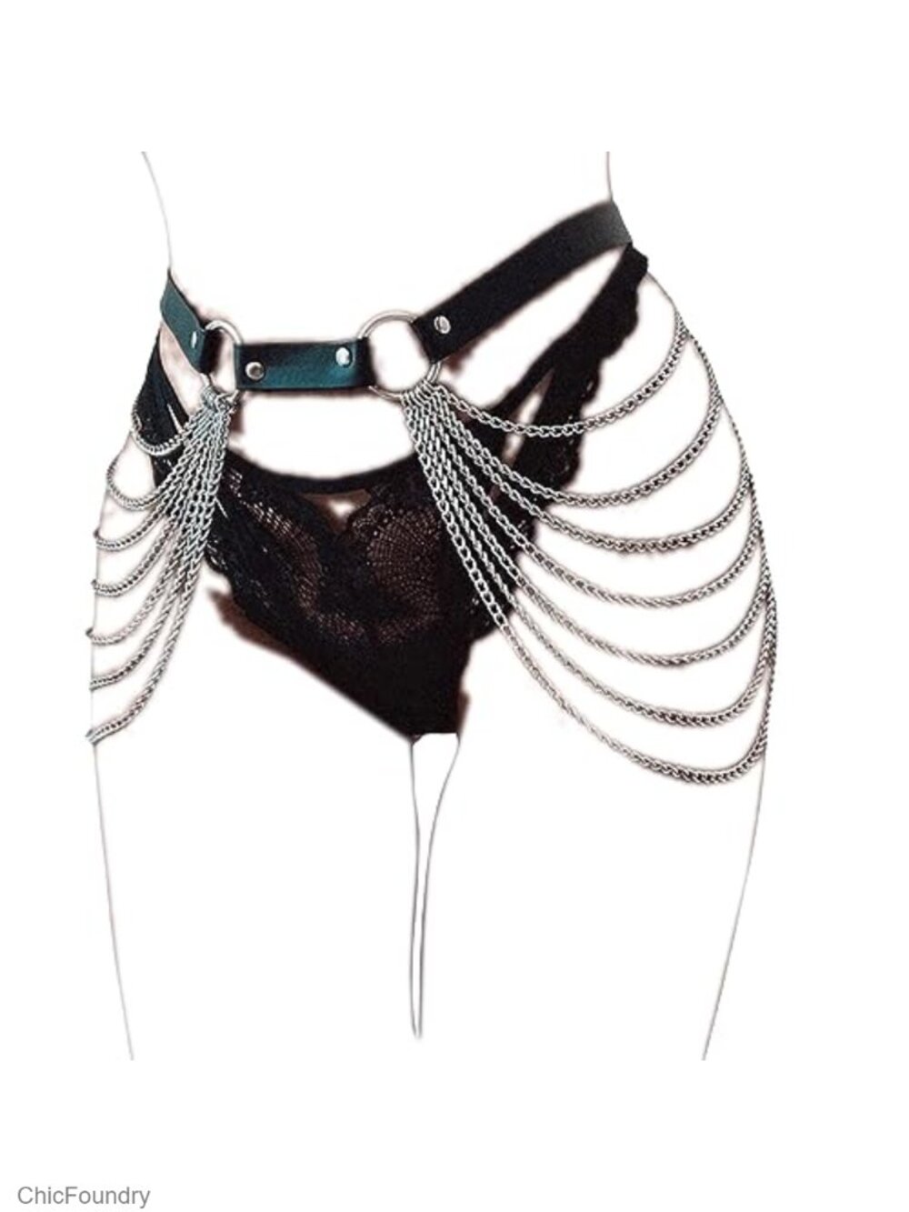 Punk Gothic Waist Chain Belt Layered Leather Body Chain Women's Sexy Accessory